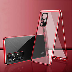 Luxury Aluminum Metal Frame Mirror Cover Case 360 Degrees for Xiaomi Mi 12 Pro 5G Red