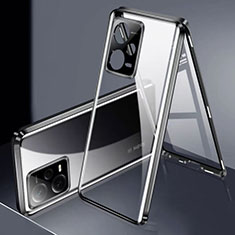 Luxury Aluminum Metal Frame Mirror Cover Case 360 Degrees for Xiaomi Poco X5 5G Black