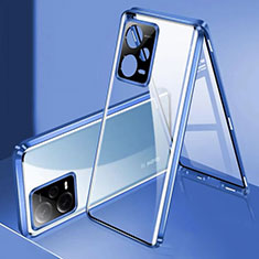 Luxury Aluminum Metal Frame Mirror Cover Case 360 Degrees for Xiaomi Poco X5 5G Blue