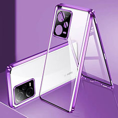 Luxury Aluminum Metal Frame Mirror Cover Case 360 Degrees for Xiaomi Poco X5 5G Purple