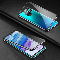 Luxury Aluminum Metal Frame Mirror Cover Case 360 Degrees for Xiaomi Redmi 10X Pro 5G Black