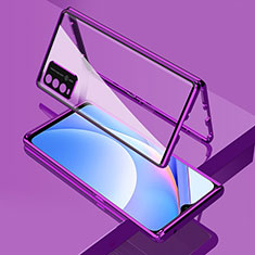 Luxury Aluminum Metal Frame Mirror Cover Case 360 Degrees for Xiaomi Redmi 9 Power Purple