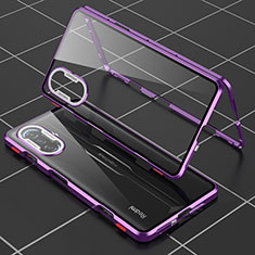 Luxury Aluminum Metal Frame Mirror Cover Case 360 Degrees for Xiaomi Redmi K40 Gaming 5G Purple