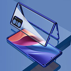 Luxury Aluminum Metal Frame Mirror Cover Case 360 Degrees for Xiaomi Redmi K40 Pro 5G Blue