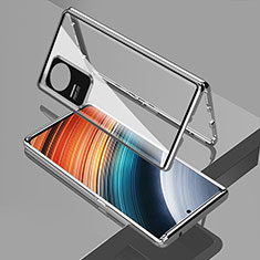 Luxury Aluminum Metal Frame Mirror Cover Case 360 Degrees for Xiaomi Redmi K50 Pro 5G Silver