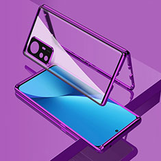 Luxury Aluminum Metal Frame Mirror Cover Case 360 Degrees for Xiaomi Redmi K50 Ultra 5G Purple