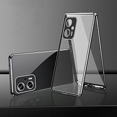 Luxury Aluminum Metal Frame Mirror Cover Case 360 Degrees for Xiaomi Redmi K50i 5G Black