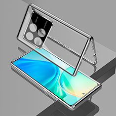 Luxury Aluminum Metal Frame Mirror Cover Case 360 Degrees for Xiaomi Redmi K70 Pro 5G Silver