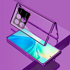 Luxury Aluminum Metal Frame Mirror Cover Case 360 Degrees for Xiaomi Redmi K70E 5G Purple