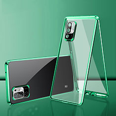 Luxury Aluminum Metal Frame Mirror Cover Case 360 Degrees for Xiaomi Redmi Note 10T 5G Green