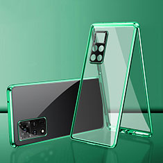 Luxury Aluminum Metal Frame Mirror Cover Case 360 Degrees for Xiaomi Redmi Note 11 Pro 5G Green