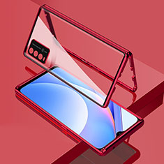 Luxury Aluminum Metal Frame Mirror Cover Case 360 Degrees for Xiaomi Redmi Note 9 4G Red