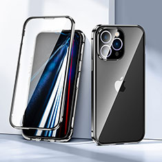 Luxury Aluminum Metal Frame Mirror Cover Case 360 Degrees LK1 for Apple iPhone 13 Pro Max Black