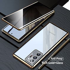 Luxury Aluminum Metal Frame Mirror Cover Case 360 Degrees LK1 for Samsung Galaxy Note 20 Ultra 5G Gold