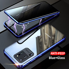 Luxury Aluminum Metal Frame Mirror Cover Case 360 Degrees LK1 for Samsung Galaxy S20 Ultra Blue