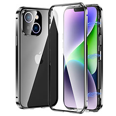 Luxury Aluminum Metal Frame Mirror Cover Case 360 Degrees LK2 for Apple iPhone 13 Black