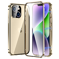 Luxury Aluminum Metal Frame Mirror Cover Case 360 Degrees LK2 for Apple iPhone 13 Gold