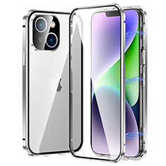 Luxury Aluminum Metal Frame Mirror Cover Case 360 Degrees LK2 for Apple iPhone 13 Silver