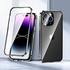 Luxury Aluminum Metal Frame Mirror Cover Case 360 Degrees LK2 for Apple iPhone 15 Pro Black