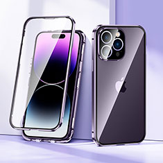 Luxury Aluminum Metal Frame Mirror Cover Case 360 Degrees LK2 for Apple iPhone 16 Pro Max Purple