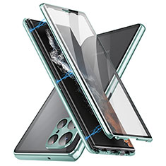 Luxury Aluminum Metal Frame Mirror Cover Case 360 Degrees LK2 for Samsung Galaxy S23 Ultra 5G Green
