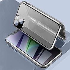 Luxury Aluminum Metal Frame Mirror Cover Case 360 Degrees LK3 for Apple iPhone 13 Silver