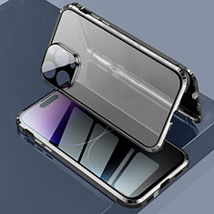 Luxury Aluminum Metal Frame Mirror Cover Case 360 Degrees LK3 for Apple iPhone 14 Pro Black