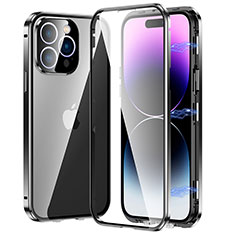 Luxury Aluminum Metal Frame Mirror Cover Case 360 Degrees LO1 for Apple iPhone 16 Pro Black