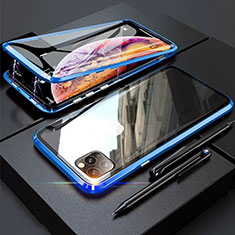 Luxury Aluminum Metal Frame Mirror Cover Case 360 Degrees M01 for Apple iPhone 11 Pro Max Blue