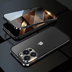 Luxury Aluminum Metal Frame Mirror Cover Case 360 Degrees M01 for Apple iPhone 14 Pro Max Black