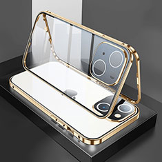 Luxury Aluminum Metal Frame Mirror Cover Case 360 Degrees M01 for Apple iPhone 15 Gold