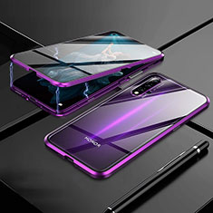 Luxury Aluminum Metal Frame Mirror Cover Case 360 Degrees M01 for Huawei Honor 20S Purple