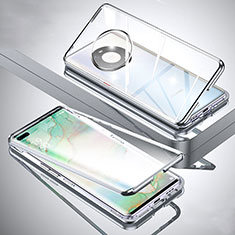 Luxury Aluminum Metal Frame Mirror Cover Case 360 Degrees M01 for Huawei Mate 40E Pro 4G Silver