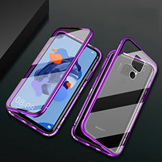 Luxury Aluminum Metal Frame Mirror Cover Case 360 Degrees M01 for Huawei Nova 5i Pro Purple