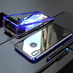 Luxury Aluminum Metal Frame Mirror Cover Case 360 Degrees M01 for Huawei P Smart+ Plus Blue