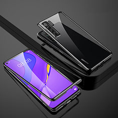 Luxury Aluminum Metal Frame Mirror Cover Case 360 Degrees M01 for Huawei P40 Lite 5G Black