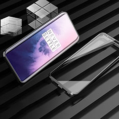 Luxury Aluminum Metal Frame Mirror Cover Case 360 Degrees M01 for OnePlus 7T Pro 5G Black