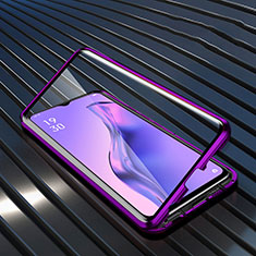 Luxury Aluminum Metal Frame Mirror Cover Case 360 Degrees M01 for Oppo A8 Purple