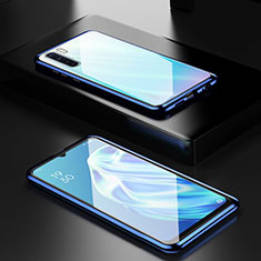 Luxury Aluminum Metal Frame Mirror Cover Case 360 Degrees M01 for Oppo A91 Blue