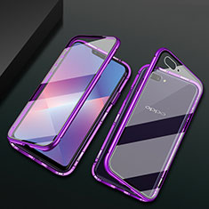 Luxury Aluminum Metal Frame Mirror Cover Case 360 Degrees M01 for Oppo AX5 Purple