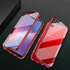 Luxury Aluminum Metal Frame Mirror Cover Case 360 Degrees M01 for Oppo AX5 Red