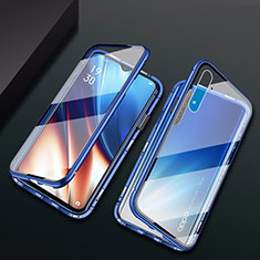 Luxury Aluminum Metal Frame Mirror Cover Case 360 Degrees M01 for Oppo K5 Blue