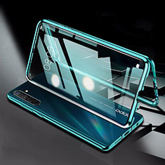 Luxury Aluminum Metal Frame Mirror Cover Case 360 Degrees M01 for Oppo K5 Green