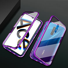 Luxury Aluminum Metal Frame Mirror Cover Case 360 Degrees M01 for Oppo Reno Ace Purple