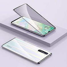 Luxury Aluminum Metal Frame Mirror Cover Case 360 Degrees M01 for Oppo Reno3 Silver