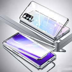 Luxury Aluminum Metal Frame Mirror Cover Case 360 Degrees M01 for Oppo Reno5 Pro 5G Silver