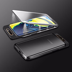 Luxury Aluminum Metal Frame Mirror Cover Case 360 Degrees M01 for Samsung Galaxy A90 4G Black