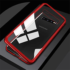 Luxury Aluminum Metal Frame Mirror Cover Case 360 Degrees M01 for Samsung Galaxy S10 5G Red