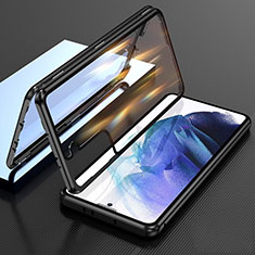 Luxury Aluminum Metal Frame Mirror Cover Case 360 Degrees M01 for Samsung Galaxy S21 5G Black