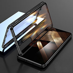 Luxury Aluminum Metal Frame Mirror Cover Case 360 Degrees M01 for Samsung Galaxy S24 5G Black